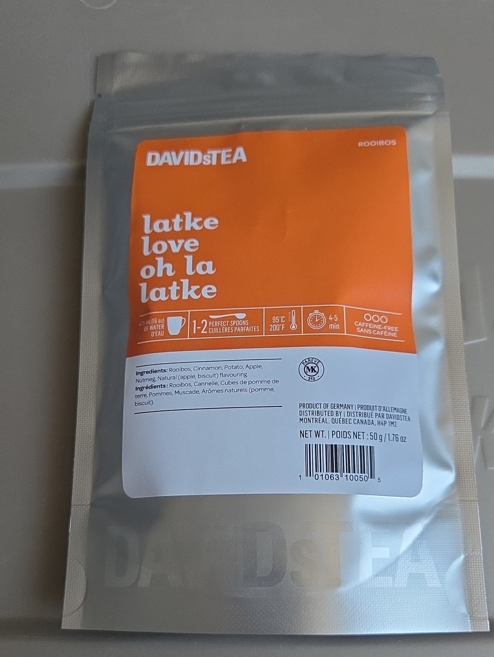 2/$20 New! Sealed! Davidstea LATKE LOVE Loose Leaf Tea 50g Davids Tea